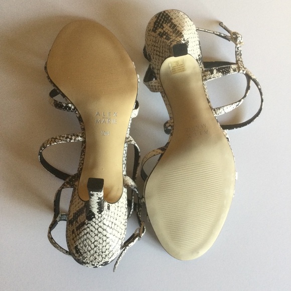 Alex Marie Black and White Snake Print Strap Heels. Size 10 - Picture 4 of 9